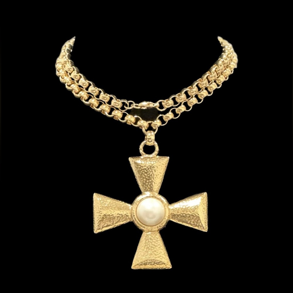 #55 Vintage Monet Maltese Cross Necklace